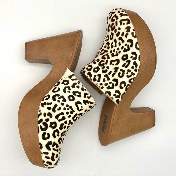 Mules de plataforma FARYL by Farylrobin Lanette para mujer talla 11 pelo de becerro leopardo Foto 4 de 4