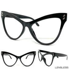 Oversize Exaggerated Large Retro Cat Eye Lensless EYE GLASSES Frame Only NO Lens