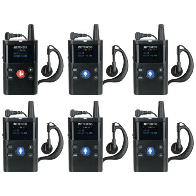 Retekess TT126 Two-Way Tour Guide System Mic Transmitter 5 Receivers Training