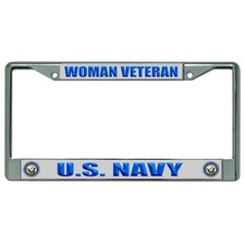 woman veteran usn navy seal logo military license plate frame made in usa