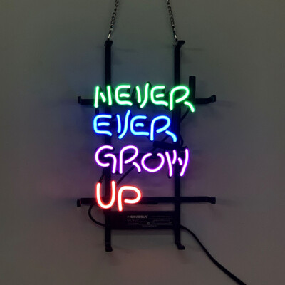 Never Ever Grow Up 28cm Glas Leuchtreklame Schlafzimmer Dekolicht Wandhängend