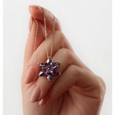 Silver Necklace Purple Lotus Flower women 925 Rose Silver Free delivery in UK