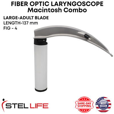 Fiber Optic Laryngoscope Macintosh Combo Blade&Handle Intubation Pack of  10