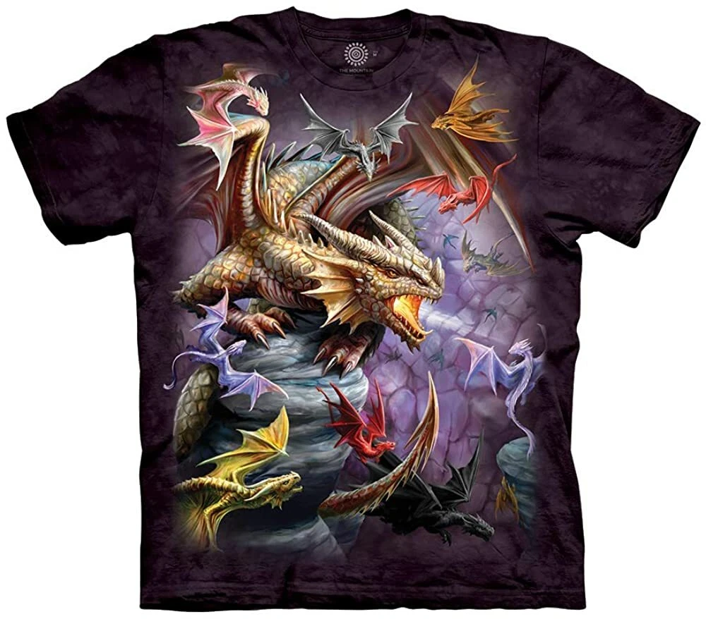 Dragon Flight Clan Legendary Magical The Mountain Fantasy Cotton T-Shirt S-3X