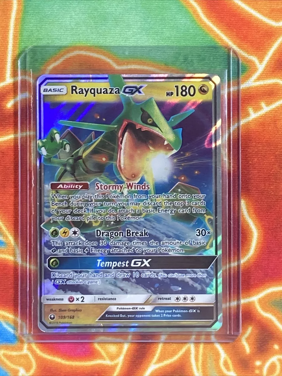 Carta Pokemon Rayquaza Gx (109/168) Lendário Dragão