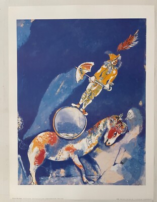 MARC CHAGALL, “CLOWN ON HORSEBACK, 1950-52” AUTHENTIC 1994 ART