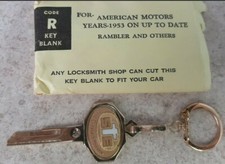 Vintage Uncut 1953 up American Motors AMC Key Blank Key Chain  Rambler