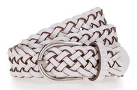 Mustang Braided Leather Belt W105 GüRtel White Weiß Hellbraun Neu