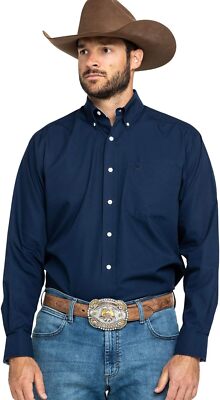 Ariat Men's Wrinkle Free Solid Shirt, XL, Navy Blue