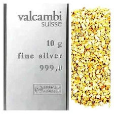 10 GRAM .999 SILVER VALCAMBI COMBIBAR BU + 50 PIECE ALASKAN YUKON GOLD NUGGETS