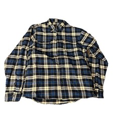 Orvis Men's Heavyweight Flannel Shirt/Jacket Shacket Blue Plaid Size XL Pockets