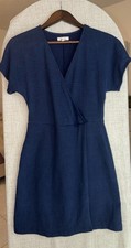 Madewell Navy Blue Fit & Flare Dress XS V-Neck Short Sleeve