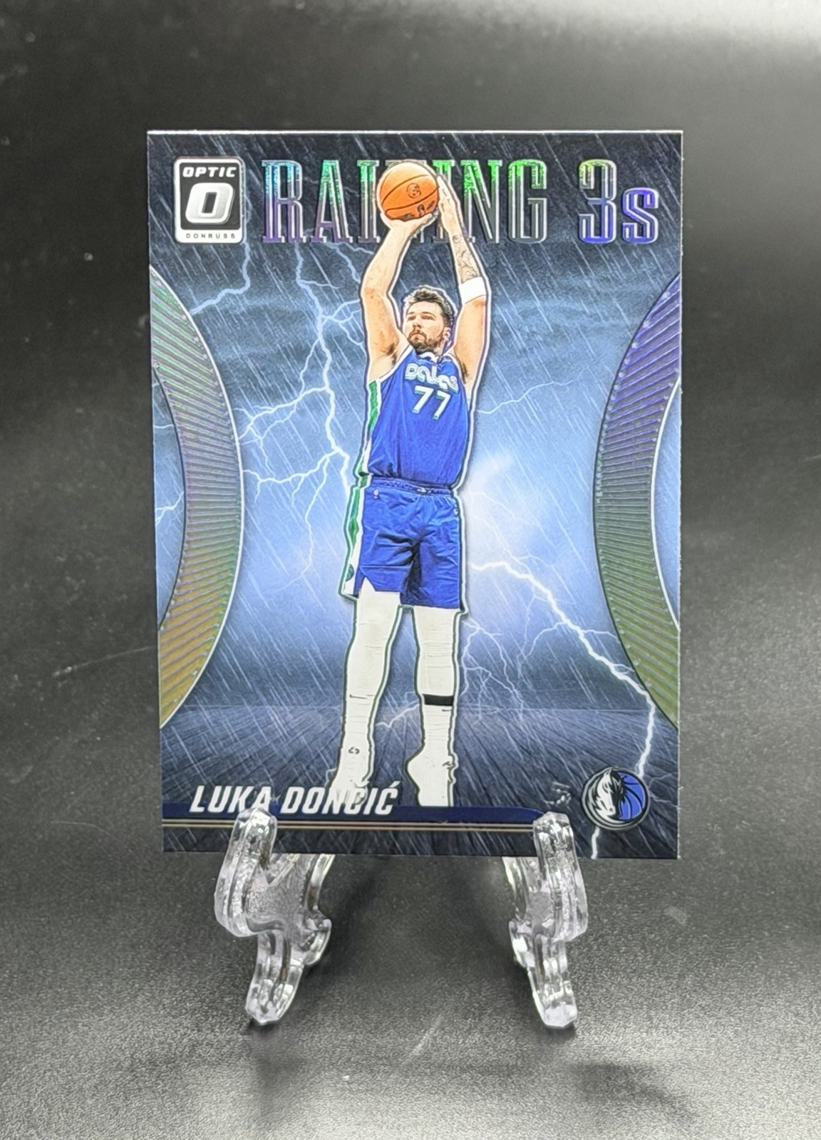 2023-24 Donruss Optic #15 Luka Doncic Raining 3s Silver Prizm Mavericks