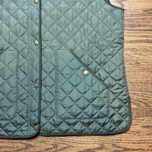 Lands End Vest Womens Large 14-16 Green Quilted Snap Button Utility Outdoors - Picture 2 of 9