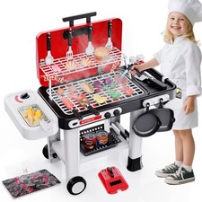 Kids BBQ Grill Playset with Color Changing Food, Sounds, Mist Wheels