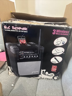 DJ Tech Cube50 Tragbarer kabelloser PA-Lautsprecher mit 3 kabellosen Mikrofonen