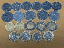 Italy Lot of 20 coins Italian Lira  L50, L100, L200, L500, L1000 -- 1957 - 1997