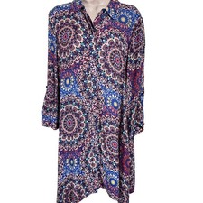 Cupio Boho Button-up Shirt Dress, Women's Size Medium