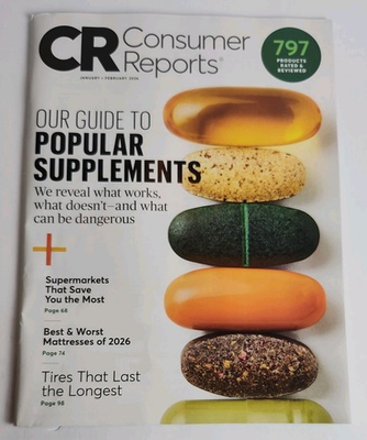 #ad Consumer Reports Magazine Jan Feb 2026 Guide To Popular Supplements amp; More $2.50