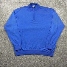 NWOT Peter Millar Merino Wool Blue Quarter Zip Knit Pullover Sweater Men's XXL