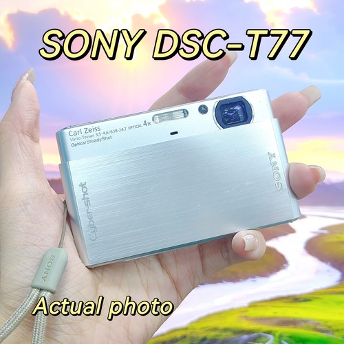 Sony Cyber-shot DSC-T77 Silver Digital Camera 10.1MP 4x Optical Zoom - 100% Work
