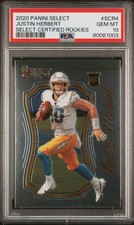 Graded 2020 Select Justin Herbert #SCR4 Certified Rookies Football Card PSA 10