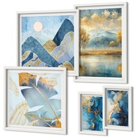 Poster Set Im Rahmen FüR Zuhause Stilvolle Bergpflanzenlandschaften Weiß Rahmen