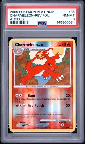 Pokemon Charmeleon Reverse Holo Arceus 35/99 PSA 8