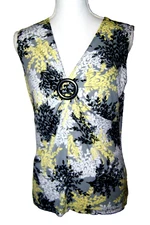 CDW Creative Design Works Top Blouse Size M Sleeveless Black Yellow Gray