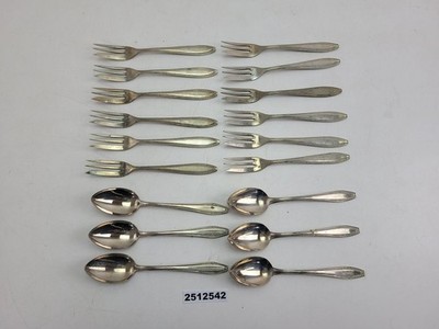 12 Cake Forks 6 Coffee Spoons Beaded Stick Alpacca Alpaca Bunny/Star #2512542