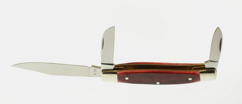 Cuchillo de colección Browning Alemania 313 hueso rojo 3 hojas plegable junta deslizante 3 15/16" Foto 4 de 4