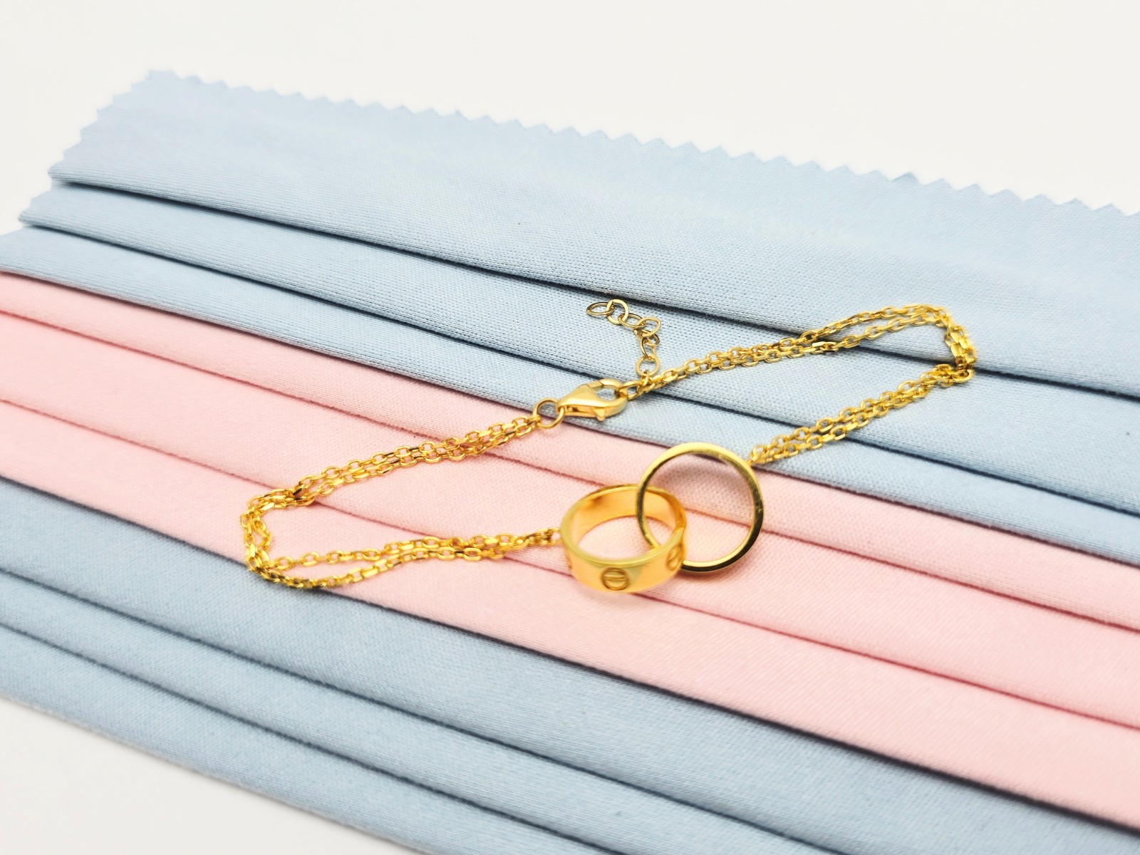 Unique 21K Solid Yellow Gold Interlocking Circles… - image 3