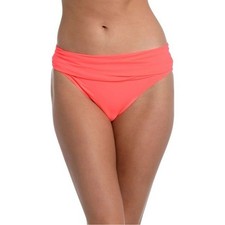 La Blanca Island Goddess Shirred Band Hipster Bottom Hot Coral Size 12