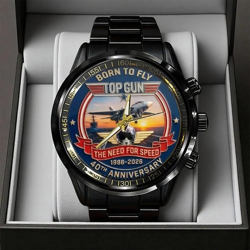 TOP GUN 40th Black Stainless Steel Watch