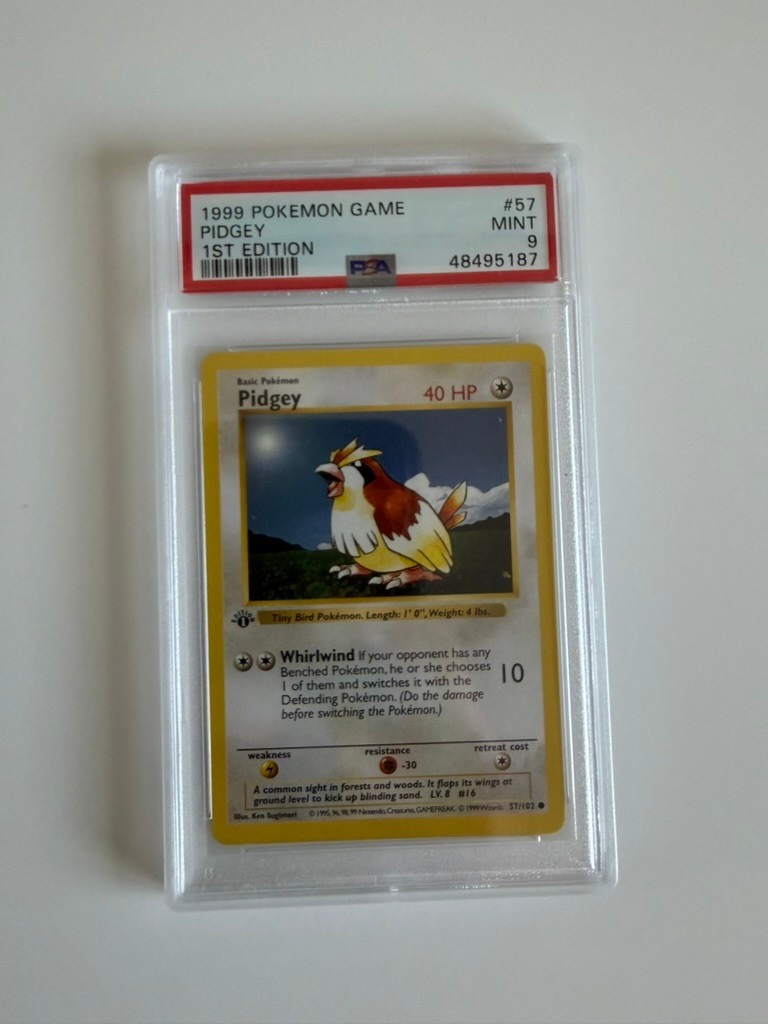 1999 Pokemon Pidgey Base Set 1st Edition Shadowless 57/102 PSA 9