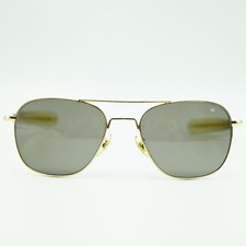 American Optical Original Pilot Metal Frame Sunglasses Black / Gold 57  20 140