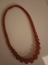 Bernsteinkette, Vintage,  runde Olivenform