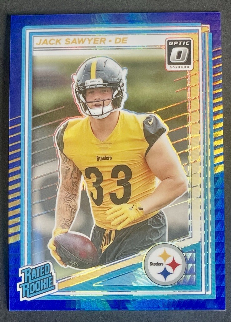 2025 Donruss Optic Jack Sawyer Rated Rookie Blue Hyper RC #220 Steelers