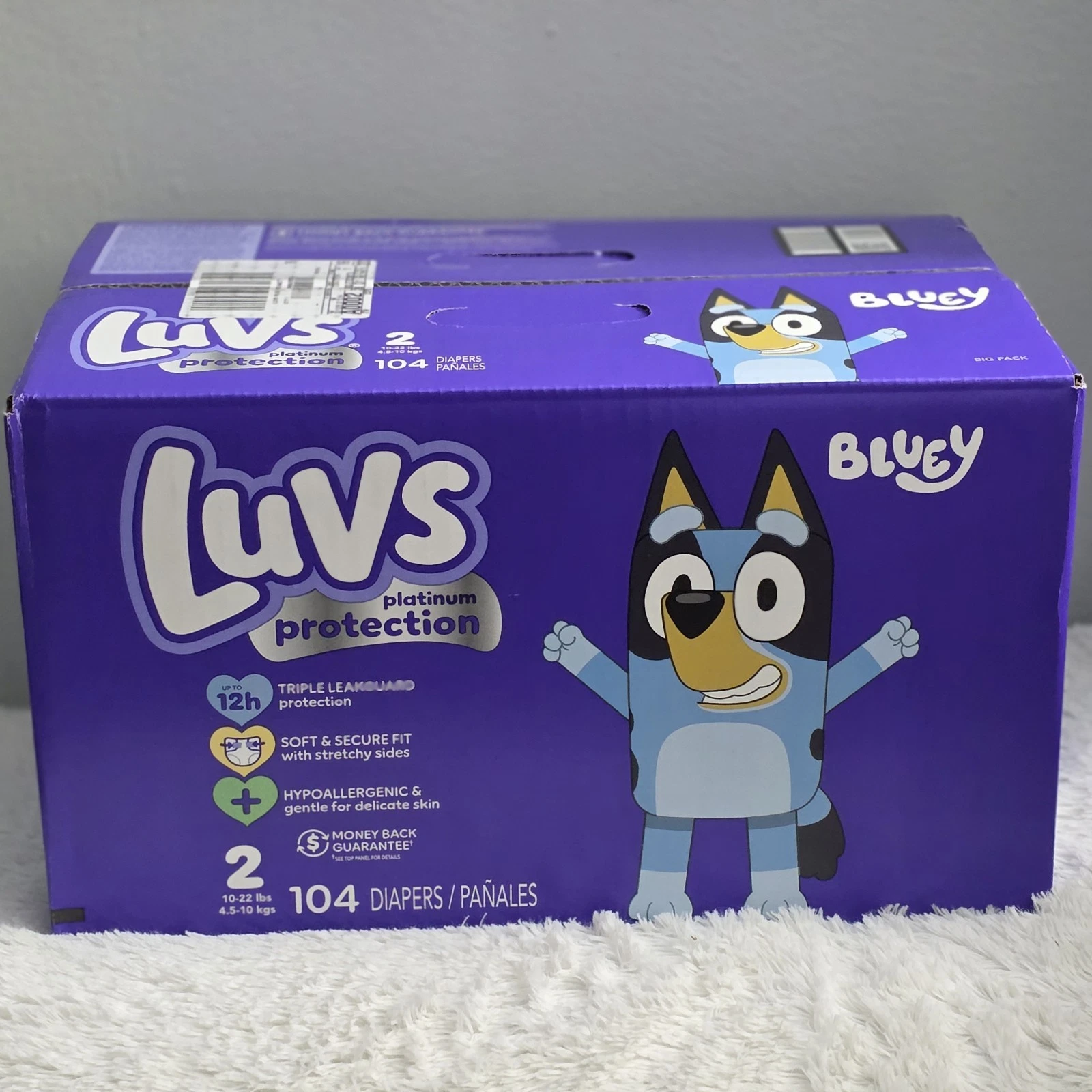 Luvs Platinum Protection Diapers Size 2 (104 Count) – Bluey Edition Big Pack