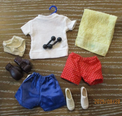 Vintage KEN Boxing & In Training #780 LOT Barbells Gloves Undies Silk Shorts Etc