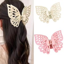 2 Pcs Large Butterfly Hair Clips, Pink and White 1 Count Pack of 2 ,