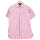 Vintage Tommy Hilfiger Men's Shirt Pink Striped Cotton Zd2 Size M