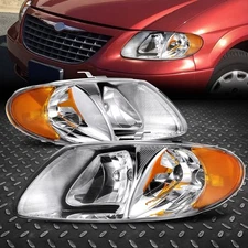 FOR 01-07 GRAND CARAVAN TOWN& COUNTRY CHROME HOUSING AMBER CORNER HEADLIGHT LAMP
