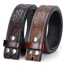 2 Pack Western Belts for Men without Buckle, Cowboy Belt for Buckle Western L...