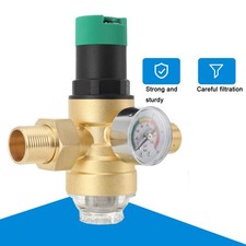 Water Pressure Reducer with Pressure Gauge 3/4" Pressure Regulator Pre-filter