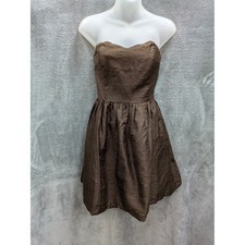 Vintage Lula Kate Strapless Party Dress 4 Brown Silk Y2K Made in USA READ