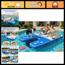 Extra Large 8x6ft Inflatable Dog Dock  Boat Ramp for Large Dogs - Pet Water Fun