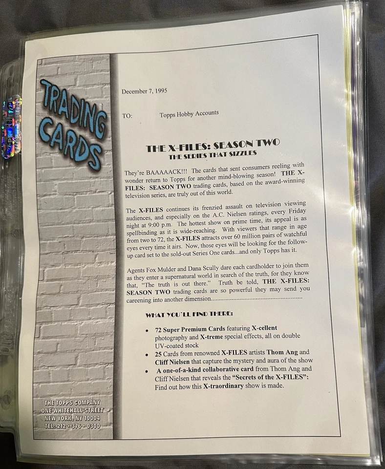 15 different The X-Files Cards Dealer Sell Sheets: Topps, Inkworks, USPC Games - Image 4 of 4