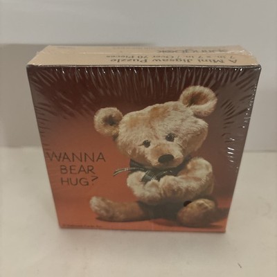 Vintage 80s Springbok Square Mini Puzzle  Wanna Bear Hug?  70+pcs Complete
