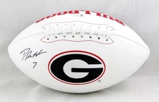 D'Andre Swift Autographed Georgia Bulldogs Logo Football - Beckett W Auth *Black